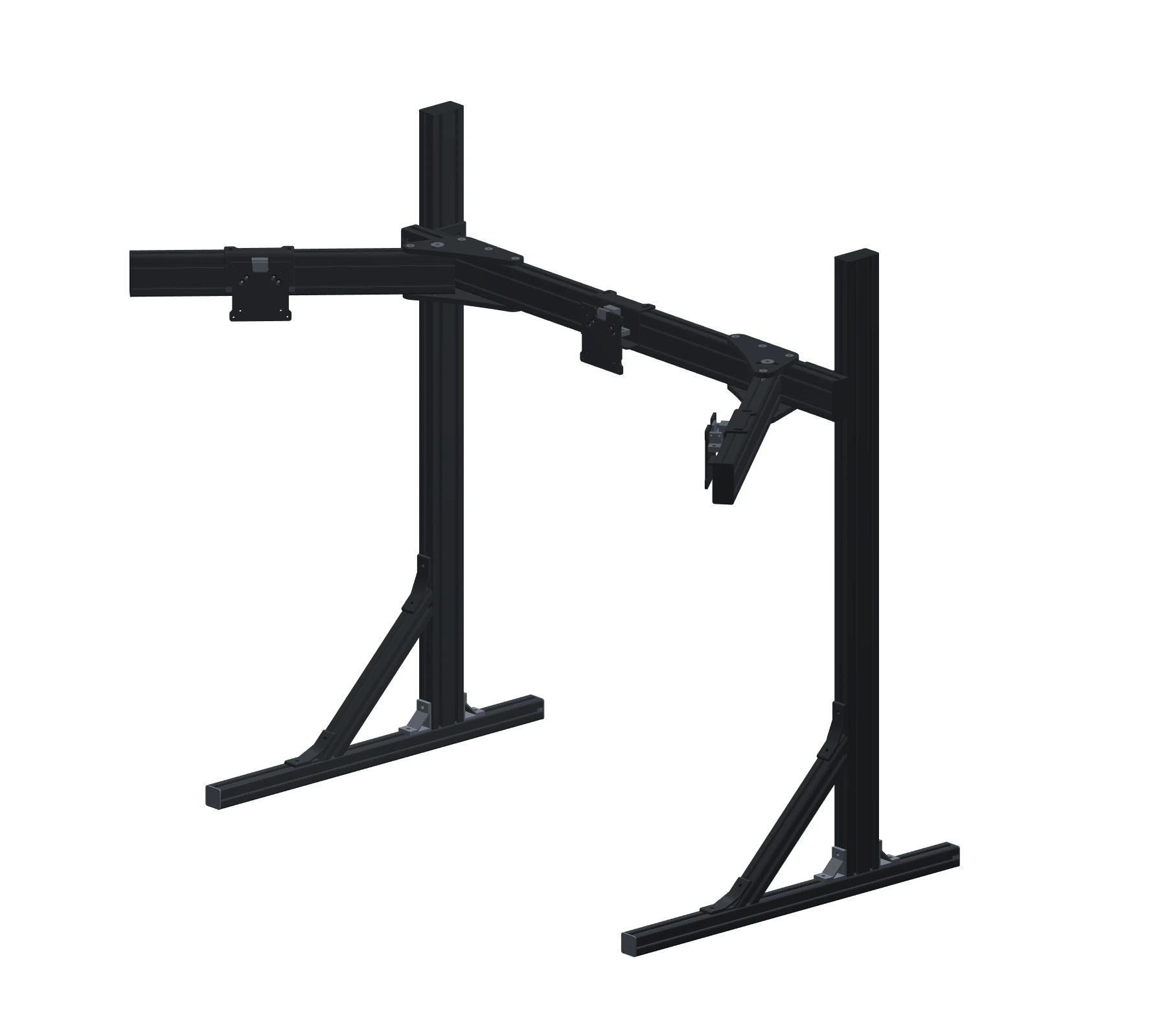 XDRacing freestanding triple monitor stand, three-quarter view